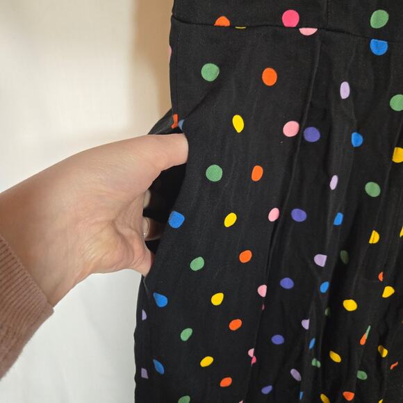 Collectif Thelma Rainbow Polka Dot Flutter Sleeve Cropped Jumpsuit V Neck 10 L - Picture 9 of 10